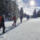 Schneeschuhwandern am Alpenhauptkamm in Tirol. Im stillen Tal Obernberg im Wipptal